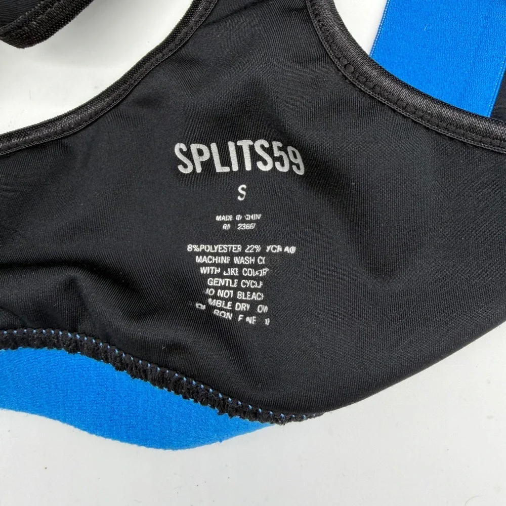 Splits59 Womens Black Blue‎ Adjustable Racerback Sports Bra Size Small